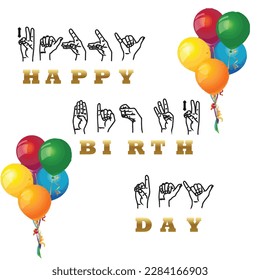 happy birthday vector sign language