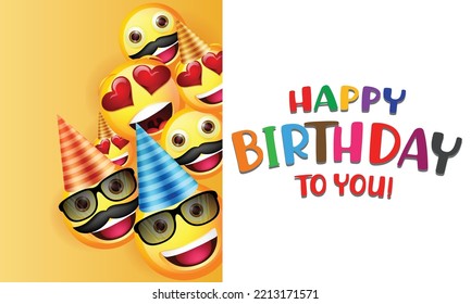 Happy birthday vector with smiley emoji background template