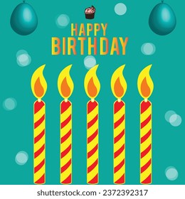 Happy birthday vector template design. Happy birthday greeting text with gift and elegant ribbon decoration element in empty space for birth day celebration card design