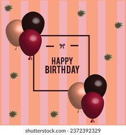 Happy birthday vector template design. Happy birthday greeting text with gift and elegant ribbon decoration element in empty space for birth day celebration card design