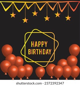 Happy birthday vector template design. Happy birthday greeting text with gift and elegant ribbon decoration element in empty space for birth day celebration card design