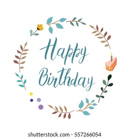 Happy birthday vector text handmade calligraphy and lettering for greeting card