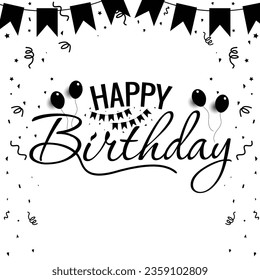 Happy birthday vector transparent background. colorful happy birthday border frame with confetti