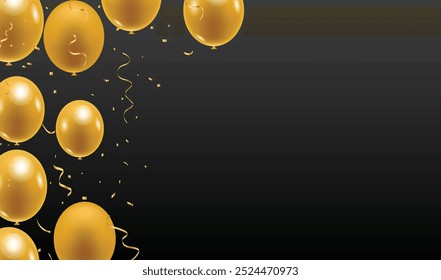Happy birthday vector transparent background. ribbon and confetti stars