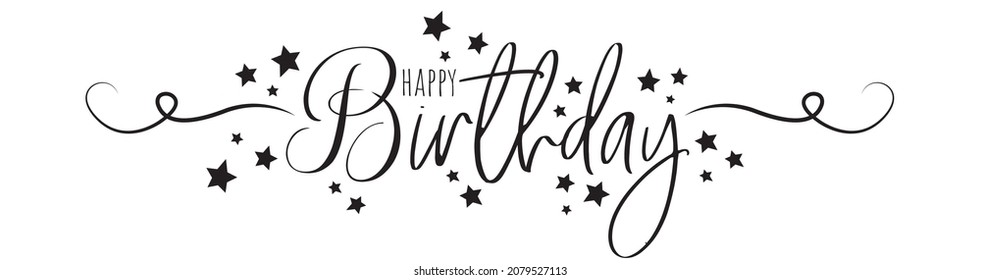 Happy birthday, vector. Wording design isolated on white background. Lettering. Scandinavian minimalist art design. Wall decals. Birthday party. Positive thoughts, affirmation. 