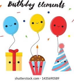 Happy Birthday Vectors with 6 cute elements