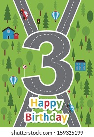 happy birthday vehicle card. vector illustration