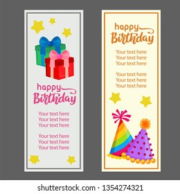 Happy Birthday Vertical Banner Party Hat Stock Vector (Royalty Free ...