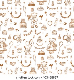 Happy Birthday vintage animal pattern background