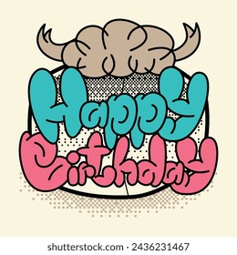 Happy Birthday Vintage Design Vector.