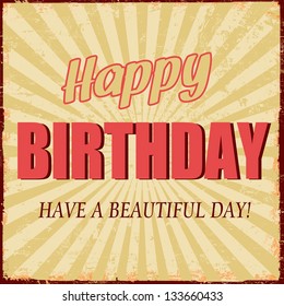 Happy Birthday vintage grunge poster, vector illustration