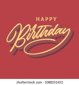 happy birthday vintage hand lettering typography card	