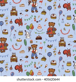 Happy Birthday vintage pattern background