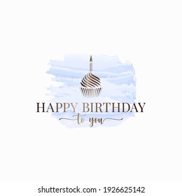 Happy Birthday Watrecolor Logo Design On White Background