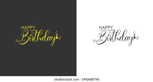 Happy Birthday white background lettering calligraphy vector card text