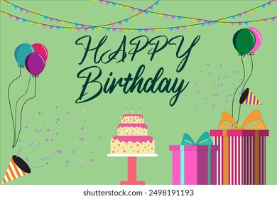 Happy Birthday Wishes: Colorful and Festive Greeting Illustration for Celebrations, Perfect for Cards, Social Media Posts, and Personalized Messages to Enhance Customer and Employee Engagement