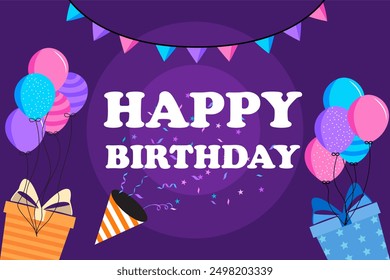 Happy Birthday Wishes: Colorful and Festive Greeting Illustration for Celebrations, Perfect for Cards, Social Media Posts, and Personalized Messages to Enhance Customer and Employee Engagement