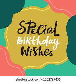 Happy Birthday wishes greeting card with handdrawn lettering. Perfect for prints and social media