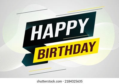happy birthday word concept vector illustration with black lines modern futuristic 3d style for landing page template web mobile app poster banner flyer background gift card coupon label wallpaper