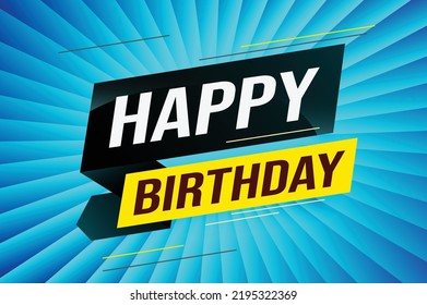 happy birthday word concept vector illustration with blue lines modern futuristic 3d style for landing page template web mobile app poster banner flyer background gift card coupon label wallpaper