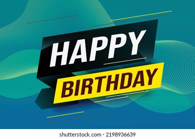 happy birthday word concept vector illustration with blue lines modern futuristic 3d style for landing page template web mobile app poster banner flyer background gift card coupon label wallpaper