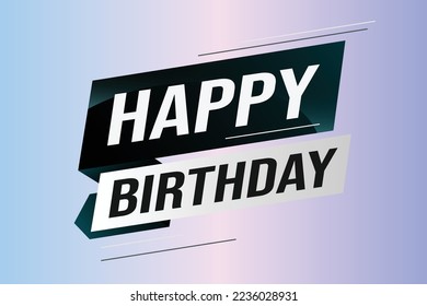 Happy-Geburtstag Wort Konzept Vektorgrafik mit blauen Linien modernen futuristischen 3D-Stil für Landing-Page-Vorlage Web Mobile App Poster Banner-Hintergrund Geschenkkarte Coupon-Wallpaper