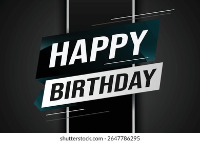 Ilustración vectorial de concepto de palabra de feliz cumpleaños con líneas Estilo 3D futurista moderno para landing page Plantilla Web App móvil Póster Anuncio Flyer Fondo Tarjeta de regalo Cupón Fondo de pantalla 