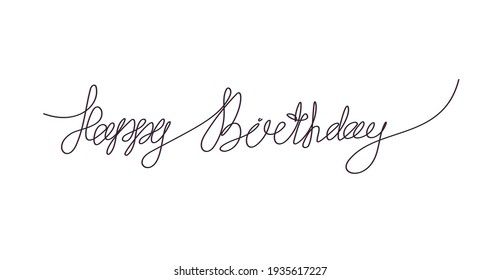 happy birthday word one line stock vector illustration