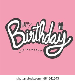 Happy Birthday word vector illustration on pink background