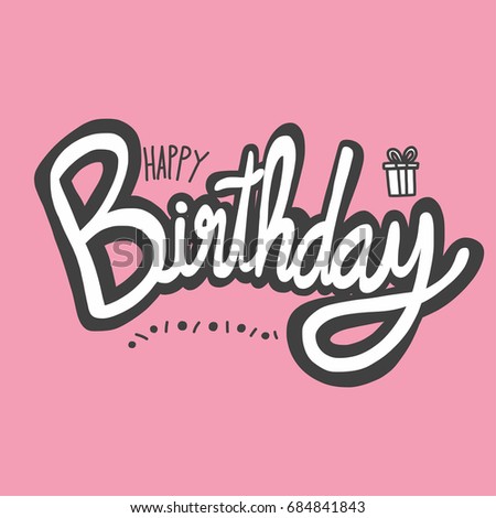 Happy Birthday word vector illustration on pink background