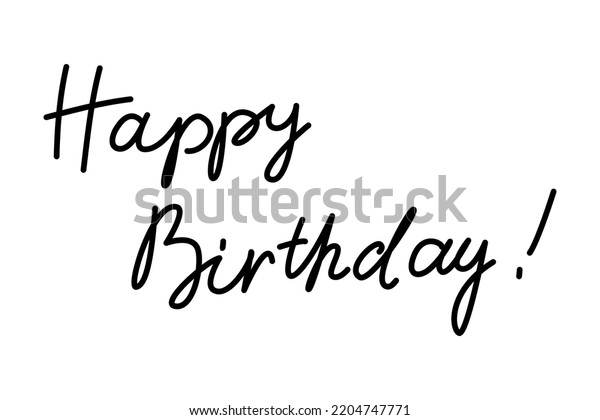 Happy Birthday Words Handwritten Lettering Text Stock Vector (Royalty ...