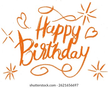 Happy Birthday Words Script Crayon Chalk Drawing Vector Set	
