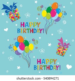 Happy birthday wrapping paper pattern. Vector Illustration