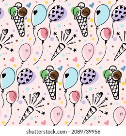 Happy birthday wrapping paper seamless pattern. Vector illustration