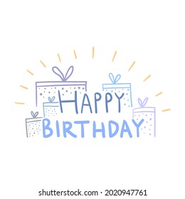 happy birthday writing illustration, writing concept and decoration