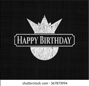Happy Birthday written on a blackboard