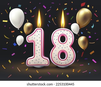 Happy Birthday years. 18 anniversary of the birthday, Candle in the form of numbers. Vector illustration