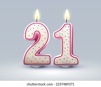 Happy Birthday years. 21 anniversary of the birthday, Candle in the form of numbers. Vector illustration