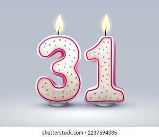 Happy Birthday years. 31 anniversary of the birthday, Candle in the form of numbers. Vector illustration