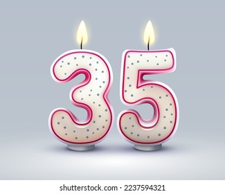 Happy Birthday years. 35 anniversary of the birthday, Candle in the form of numbers. Vector illustration