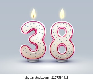 Happy Birthday years. 38 anniversary of the birthday, Candle in the form of numbers. Vector illustration