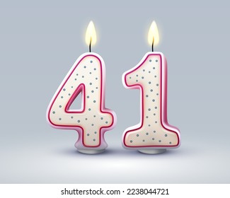 Happy Birthday years. 41 anniversary of the birthday, Candle in the form of numbers. Vector illustration