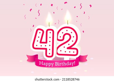 Happy Birthday years. 42 anniversary of the birthday, Candle in the form of numbers. Vector illustration