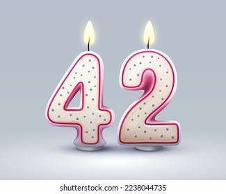 Happy Birthday years. 42 anniversary of the birthday, Candle in the form of numbers. Vector illustration