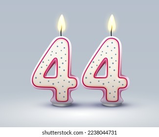 Happy Birthday years. 44 anniversary of the birthday, Candle in the form of numbers. Vector illustration