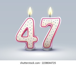 Happy Birthday years. 47 anniversary of the birthday, Candle in the form of numbers. Vector illustration