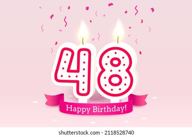 Happy Birthday years. 48 anniversary of the birthday, Candle in the form of numbers. Vector illustration
