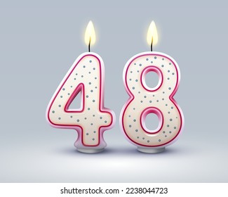 Happy Birthday years. 48 anniversary of the birthday, Candle in the form of numbers. Vector illustration