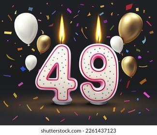 Happy Birthday years. 49 anniversary of the birthday, Candle in the form of numbers. Vector illustration