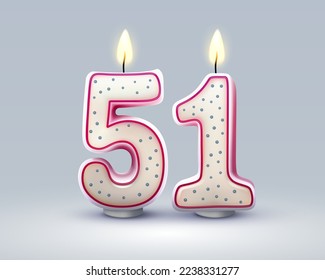 Happy Birthday years. 51 anniversary of the birthday, Candle in the form of numbers. Vector illustration